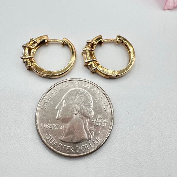 Ross-Simons Cubic Zirconia CZ Huggie Hoop Earrings Gold Over 925 Sterling Silver - Picture 11 of 15